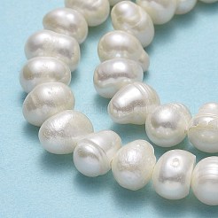 天然養殖淡水パールビーズ連売り  ポテト  ベージュ  5~5.5x5.5~6x5~5.5mm  穴：0.7mm  約69~71個/連  13.98~14.25インチ（35.5~36.2cm）&nbsp;PEAR-F018-17D-02