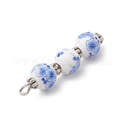 Handmade Flower Printed Porcelain Ceramic Pendants&nbsp;PALLOY-JF04452-02