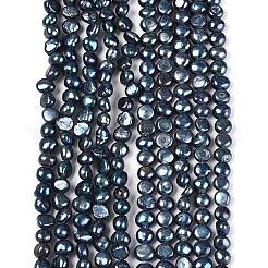 天然養殖淡水パールビーズ連売り  研磨両側  染め  マリンブルー  5~7x5~8.5x3~6mm  穴：0.6mm  約60~64個/連  13.78~14.57インチ（35~37cm）&nbsp;PEAR-I004-01C