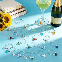 24Pcs Brass & Glass Wine Glass Charms&nbsp;AJEW-PH01716