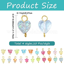 40Pcs 4 Styles Transparent Resin Connector Charms&nbsp;PALLOY-YW00174
