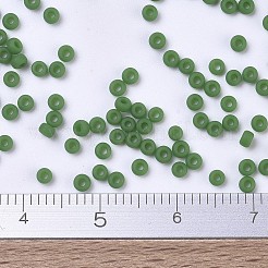 MIYUKIラウンドロカイユビーズ  日本製シードビーズ  11/0  (rr411f) マット不透明グリーン  2x1.3mm  穴：0.8mm  約50000個/ポンド&nbsp;SEED-G007-RR0411F