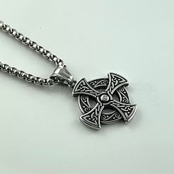 304ステンレススチール製バイキングクロスペンダントネックレス（男性用）  ステンレス鋼色&nbsp;MS4247