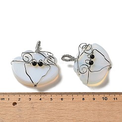 オパライト銅線巻きペンダント  クラウドのチャーム  ラックめっき  プラチナ  47~49x44.5~46x13~13.5mm  穴：6~7.5x4.5~5mm&nbsp;G-K338-06P-02