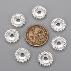 チベット風合金ビーズ  花  銀  鉛フリー及びカドミウムフリー  17.5x3mm  穴：4mm&nbsp;X-K0P1Z021