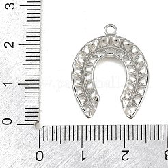 304ステンレススチール、クリスタルラインストーンペンダント付き  馬蹄チャーム  ステンレス鋼色  24x18.5x2.5mm  穴：1.6mm&nbsp;SA-CBABA5E-21P