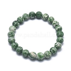 Natural Green Spot Jasper Bead Stretch Bracelets&nbsp;BJEW-K212-A-017