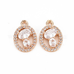 Rack Plating Brass Micro Pave Clear Cubic Zirconia Pendants&nbsp;KK-T060-31-RS