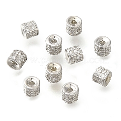 スターリングシルバーマイクロパヴェクリアキュービックジルコニアスペーサービーズ925個  コラム  プラチナメッキ  3x3mm  穴：0.8mm&nbsp;STER-U006-14P