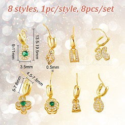 8Pcs 8 Styles Brass Peg Bails Pin Charms&nbsp;KK-DR0001-16G