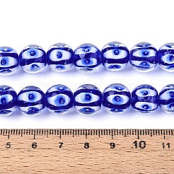 手作りランプワークビーズ連売り  二層ビーズ  ラウンド  ブルー  12~12.5mm  穴：1.4~1.6mm  約45個/連  19.29インチ（49cm）&nbsp;LAMP-N028-20A