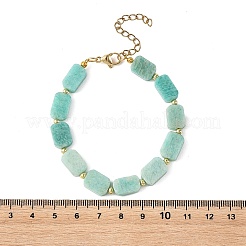女性用天然アマゾナイトビーズブレスレット  ゴールドカラー  7.09インチ（18cm）&nbsp;BJEW-JB14156-01