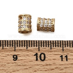 真鍮製マイクロパヴェキュービックジルコニアビーズ  コラム  18KGP本金メッキ  7.5x6mm  穴：2.8mm&nbsp;KK-Z126-09G