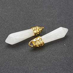 Bullet Natural White Jade Pointed Pendants&nbsp;G-E332-C27-G