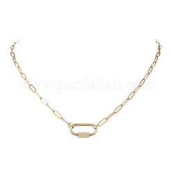 304ステンレススチール製スクリューカラビナロックペンダントペーパークリップチェーンネックレス  ゴールドカラー  18.27インチ（46.4cm）&nbsp;NJEW-JN05860-01