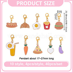 40個10スタイル合金エナメルペンダント装飾  食べ物  合金製カニカン付き  ミックスカラー  25~38mm  4個/スタイル&nbsp;HJEW-HY00062
