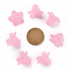 透明なアクリルビーズ  艶消し  花  ピンク  17.5x12mm  穴：1.5mm  約770個/500g&nbsp;PLF018-02