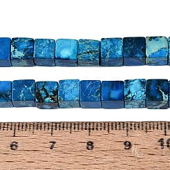 天然imp玉ビーズ  染め  キューブ  ドジャーブルー  5.5~6.5x5.5~6.5x5.5~6.5mm  穴：0.7~0.9mm  約65~66個/連  15.75~15.94インチ（40~40.5cm）&nbsp;G-Q606-43A-02