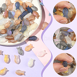 9色のフロストガラスビーズ連売り90個  魚  ミックスカラー  15x8.1x5mm  穴：0.9~1mm  10個/カラー&nbsp;GLAA-SC0002-86