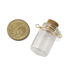 Clear Glass Cork Bottle Connector Charms&nbsp;PALLOY-JF04409-01