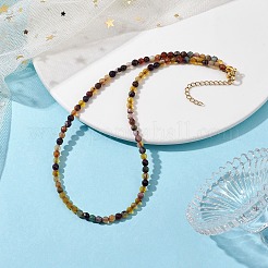 女性用ファセットラウンド天然瑪瑙（染色＆加熱）ビーズネックレス  ミックスカラー  15.94インチ（40.5cm）&nbsp;NJEW-JN04659
