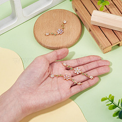 3色真鍮パヴェキュービックジルコニアコネクターチャーム3個。  花のリンク  ヘアアクセサリー製造用  ミックスカラー  18KGP本金メッキ  60x12x3mm  穴：0.8mm  1pc /カラー&nbsp;KK-TA0008-71G