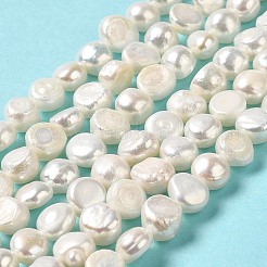 天然養殖淡水パールビーズ連売り  研磨両側  グレード3a+  パパイヤホイップ  6.5~7x7~8x4.5~5.5mm  穴：0.6mm  約51個/連  13.58~13.78インチ（34.5~35cm）&nbsp;PEAR-E017-07