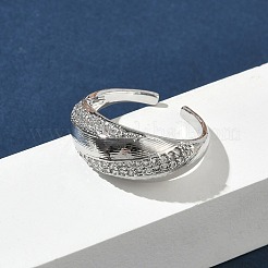Brass Micro Pave Cubic Zirconia Cuff Open Rings&nbsp;RJEW-C163-01P