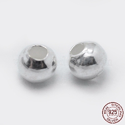 925スターリングシルバースペーサービーズ  ラウンド  銀  2mm  穴：0.7~1mm&nbsp;X-STER-K171-44S-2mm