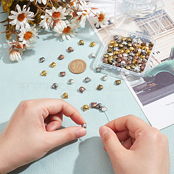 チベットスタイルの合金子猫ビーズ100個5色  猫の頭  ミックスカラー  8x8x5mm  穴：2mm  20個/カラー&nbsp;TIBEB-WR0001-01