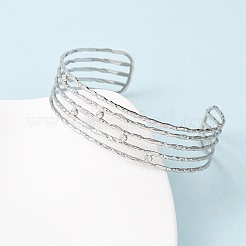 女性用304ステンレススチールマルチ連カフバングル  ステンレス鋼色  5/8インチ（1.6cm）  内径：2-1/4インチ（5.8cm）&nbsp;BJEW-B156-01