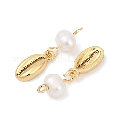 Natural Cultured Freshwater Pearl & Brass Pendants&nbsp;KK-U062-05G