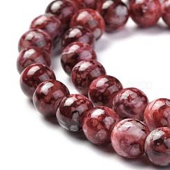 Opaque Spray Painted Glass Beads Strands&nbsp;GLAA-WH0015-43E