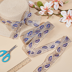 Polyester Feather Pattern Ribbon&nbsp;OCOR-WH0101-151A