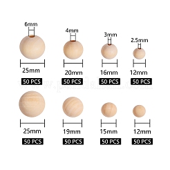 400Pcs 8 Style Unfinished Natural Wood Cabochons & Beads&nbsp;WOOD-SZ0001-02
