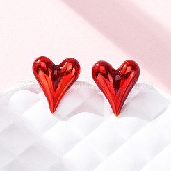 Heart Brass Enamel Stud Earrings&nbsp;EJEW-S274-01G