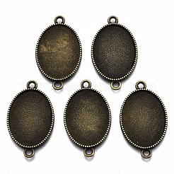 Tibetan Style Oval Alloy Cabochon Connector Settings&nbsp;X-TIBE-Q038-002B-AB-NR