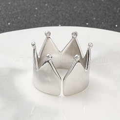 女性用304ステンレススチールオープンカフリング  クラウン  ステンレス鋼色  15mm  調整可能&nbsp;RJEW-M025-04P