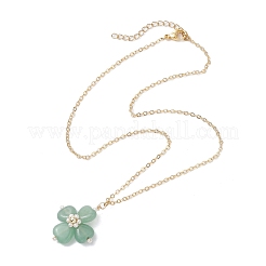 Natural Green Aventurine Clover Shamrock Pendant Necklaces&nbsp;NJEW-JN05170-02