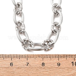 8mm 304ステンレス製、テクスチャ加工を施したオーバルリンクチェーンネックレス  変色なし  ステンレス鋼色  16.85インチ（42.8cm）&nbsp;SA-CBA725A-26P