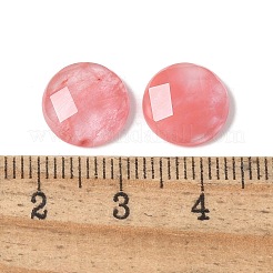 桜クォーツガラスカボション  多面カット  フラットラウンド  10.5~11x3.5mm&nbsp;G-Z075-01