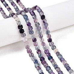 天然紫蛍石ビーズ連売り  多面カット  キューブ  4~5x4~5x4~5mm  穴：0.8mm  約92~105個/連  14.96~15.35インチ（38~39cm）&nbsp;G-N342-123