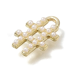 真鍮とプラスチックのパールペンダント  ハッシュタグシンボルチャーム  ライトゴールド  13x9x2mm  穴：1.7x3mm&nbsp;PL-CBAE379-06LG-B