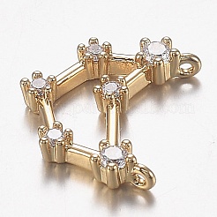 Brass Micro Clear Cubic Zirconia Charms&nbsp;ZIRC-F120-019G-06