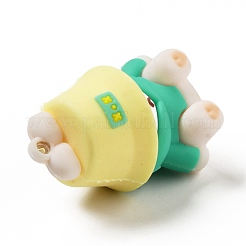 ポリ塩化ビニールのプラスチックチャーム  帽子をかぶった犬  ランダムな色  45x31x29mm  穴：3mm&nbsp;KY-D016-08