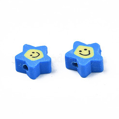 手作り樹脂粘土ビーズ  笑顔で主演  ミックスカラー  7.5~9x8.5~9x3.5~4mm  穴：1.6mm&nbsp;CLAY-N011-45A