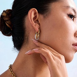 女性用304ステンレススチール製スタッドピアス  ダブルオーバル  本金メッキ&ステンレススチールカラー  30x13.2mm&nbsp;UV4744