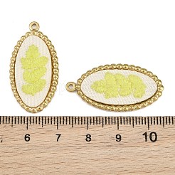 304ステンレススチール製＆刺繍入りペンダント  楕円形のウィットリーフチャーム  シャンパンイエロー  イオンプレーティング（ip）  長持ちメッキ  18KGP本金メッキ  32.5x17x3mm  穴：1.4mm&nbsp;SA-CBA1ED9-10G