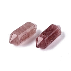 合成ストロベリークォーツペンダント  両端子尖った弾丸チャーム  多面カット  20~22x8.5~9x8mm  穴：1.6~2mm&nbsp;G-Q601-27E