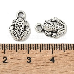 チベットスタイル合金のカエルのチャーム  アンティークシルバー  13x9x3mm  穴：1.5mm&nbsp;X-TIBEP-O009-28
